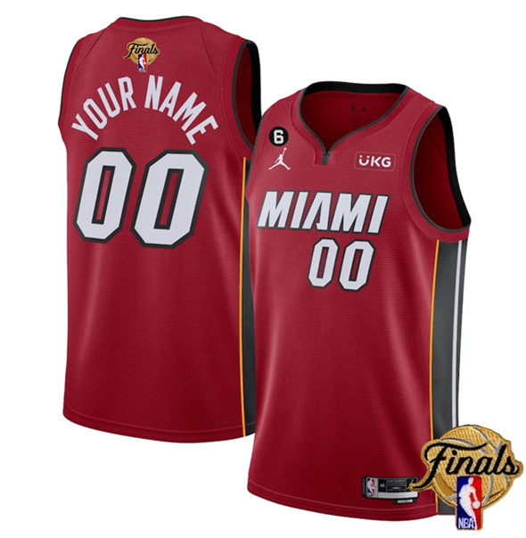 Men's Miami Heat Active Player Custom Red 2023 Finals Statement Edition With NO.6 Patch Stitched Basketball Jersey